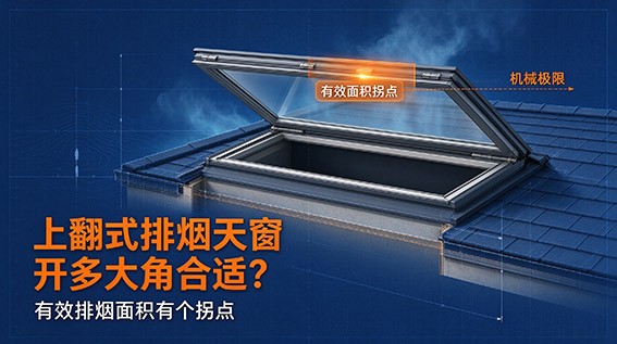 上翻式排烟天窗开多大角合适？有效排烟面积有个拐点